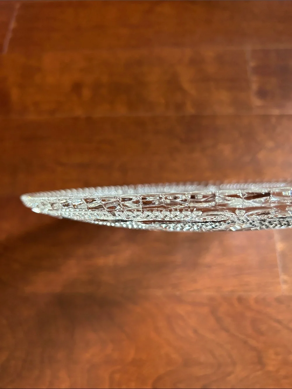 Vintage Clear Pressed Glass Serving Plate with Floral Motif